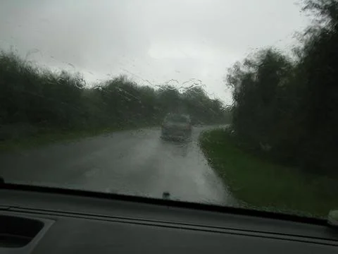 Driving in the cold dark rain Stock-Fotos