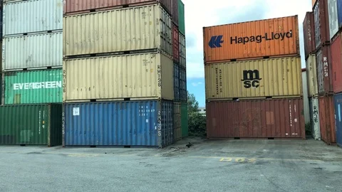 Driving in container yard Stock Footage 111110864
