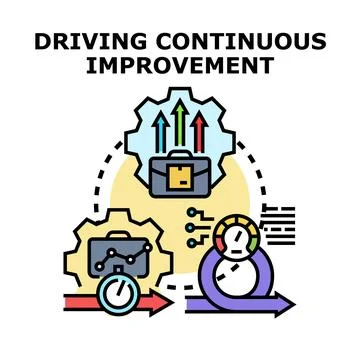 Driving continuous improvement business process development strategy Stock Illustration