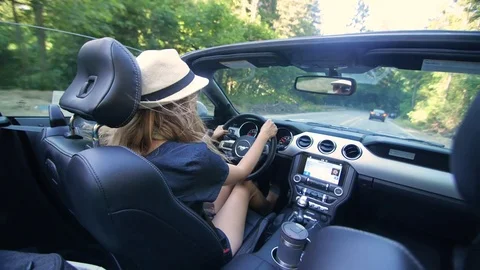 Driving in Convertible Car Stock Footage 76923277