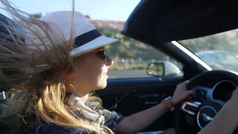 Driving in Convertible Car Video stock 76923363