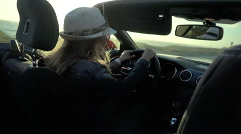 Driving The Convertible Stock Footage 68217508