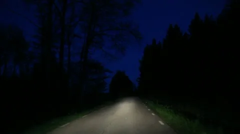 Driving on a country road at night Stock Footage 11036732