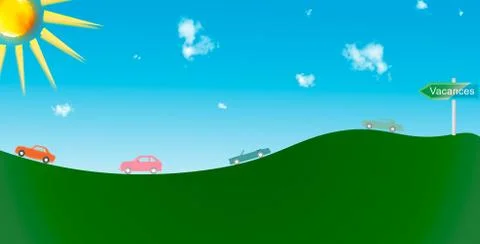 Driving in the countryside towards Stock Illustration