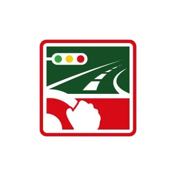 Driving course driver assistance logo design in square shape vector illustrat Stockillustratie