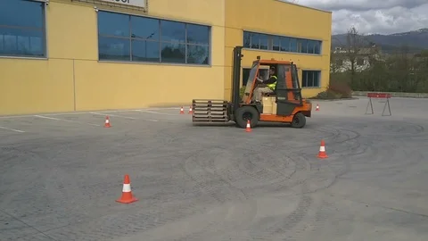Driving course for forklift Stock Footage 89918279