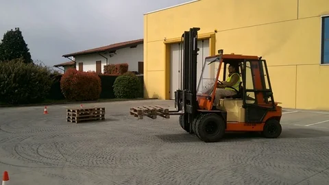 Driving course for forklift Stock Footage 89918620