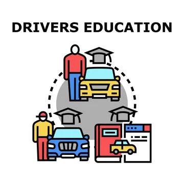Driving course preparing students for road exams Stock Illustration