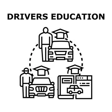 Driving course preparing students for road exams Stock Illustration