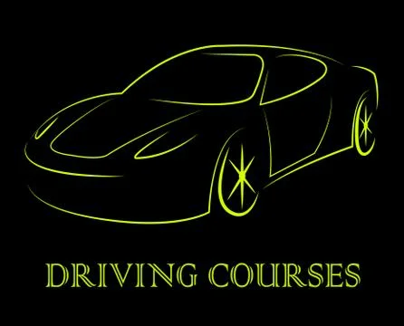 Driving Courses Means Car Program Or Vehicle Driver Lessons Illustrazione stock