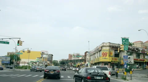 Driving Cromwell Ave 99 cent store driver POV through windshield Bronx 4K NYC Stock Footage 52325833
