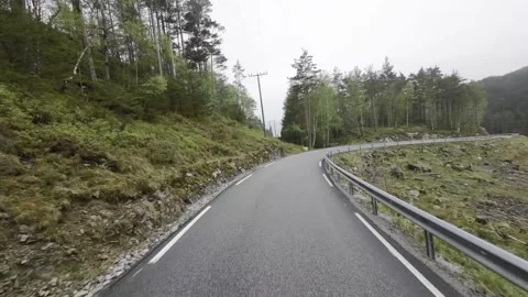 Driving on a curvy road in the forest Stock Footage 253302609