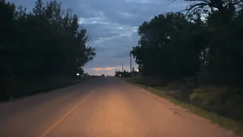 Driving on a Dark Rural Road at Night Vídeo Stock 312834980
