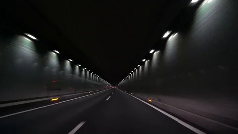 Driving in the dark tunnel Stock-Footage 81115750