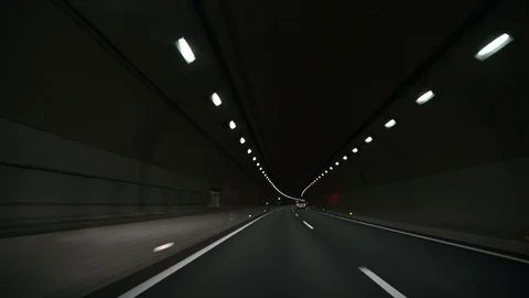 Driving in the dark tunnel Video stock 81115817