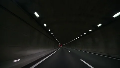 Driving in the dark tunnel Видео 81115846