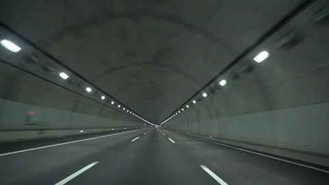 Driving in the dark tunnel Stock-Footage 86304721