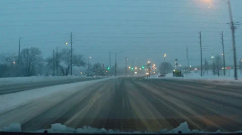 Driving Dash Cam Video in Heavy Snow Stock Footage 35696837
