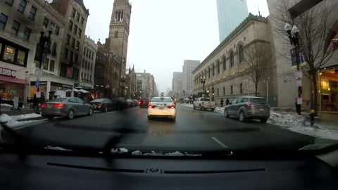Driving Dash Cam View Boston Boylston Street Video stock 86769275