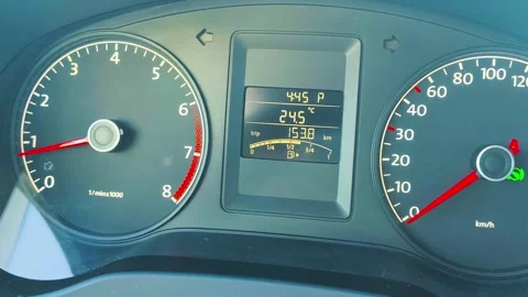 Driving dashboard view shows speedometer in motion, showcasing speed and vehicle 動画素材 318368945