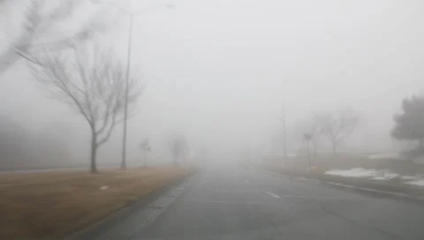 Driving in dense fog Stock Footage 3880143