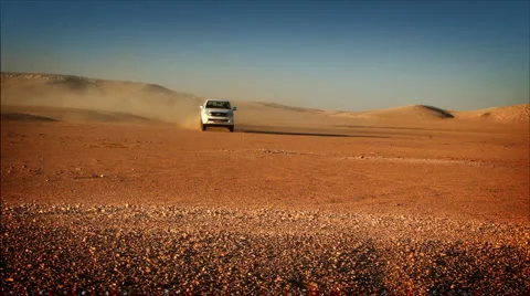 Driving on the desert Stock Footage 1343692