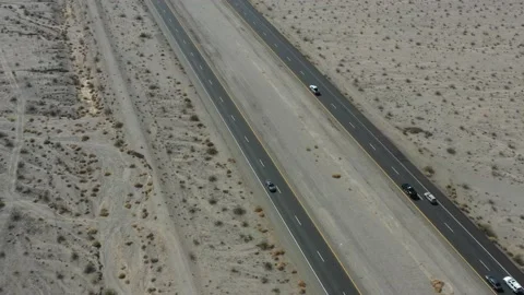 Driving in Desert Highway drone footage Stock Footage