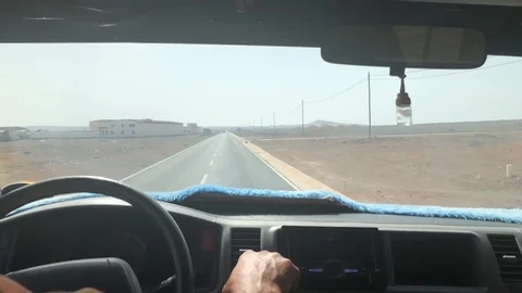 Driving In Desert Inside Car 1 Stock Footage 96555686