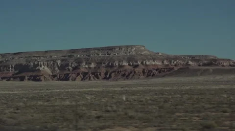 Driving by Desert Mountains in Slow Motion Stock Footage 50439964