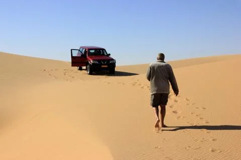 Driving in the desert Stock Photos