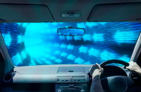 Driving in a digital tunnel Illustrazione stock