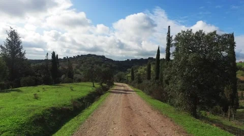 Driving on a Dirt Road in Countryside Stock Footage 59707241