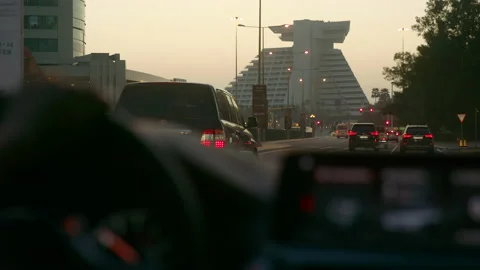Driving in Doha downtown , Qatar during twilight Stock Footage 170803482