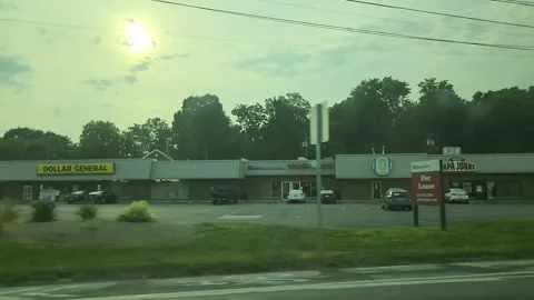 Driving Dollar General Papa Johns Public Transit Bus Stock Footage 247271959