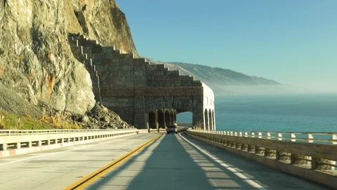 Driving down California State Rout 1. Big Sur, California Coast Stock Footage 124771815