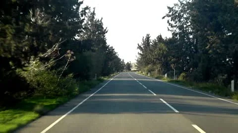 Driving down a country road with trees Video stock 10597540