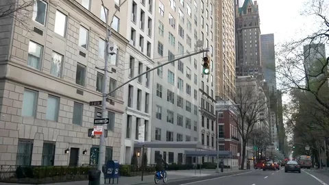 Driving Down Empty NYC Central Park 5th Avenue During Coronavirus Pandemic V Stock Footage 127924587