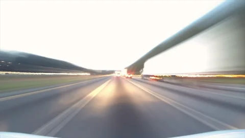 Driving down highway, day to night, time lapse Video stock 114128079