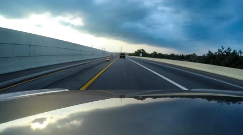 Driving down highway through construction zone, time lapse from Vehicle Hood Stock Footage 55701710