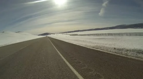 Driving down the highway in winter Stock Footage 20624645
