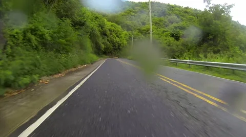 Driving down hills in the rain Stock Footage 41535113