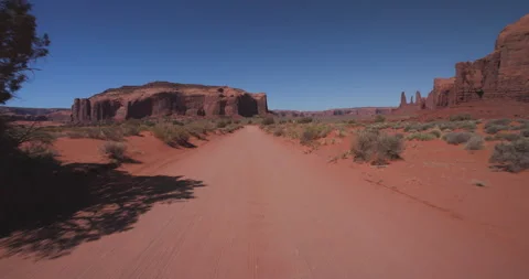 Driving Down Indian Road 42 in Monument Valley Stock Footage 201601907