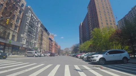 Driving down mostly empty NYC City Streets during Covid-19 outbreak Stock Footage 129716421