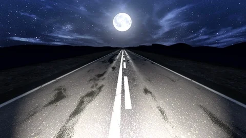 Driving down mountain night road loop Vidéo 94061629