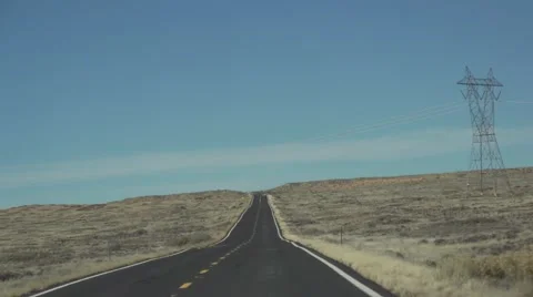 Driving Down Open Road in Slow Motion Stock Footage 50440498