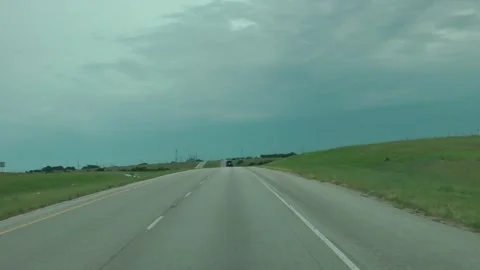 Driving Down an Open Two-Lane Highway Through the Countryside Видео 347931358