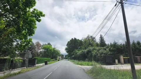 Driving Down a Quiet Suburban Road in Rural Paris France Video stock 335854839
