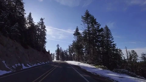 Driving Down A Road Lining By Snow Stock Footage 70283254