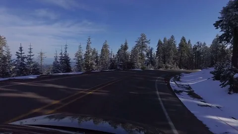 Driving Down A Road Lining By Snow Stock Footage 70288831