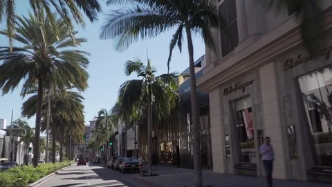 Driving down rodeo drive in beverly hills los angeles Stock Footage 84158194